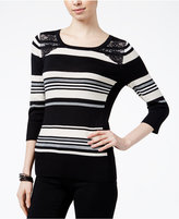 Thumbnail for your product : Amy Byer BCX Juniors' Striped Lace-Panel Sweater