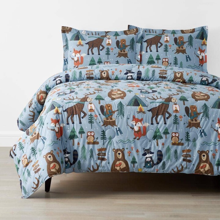 The Company Store Company Kids Animal Campers Blue Multi Twin/Twin XL Organic Cotton Percale Comforter