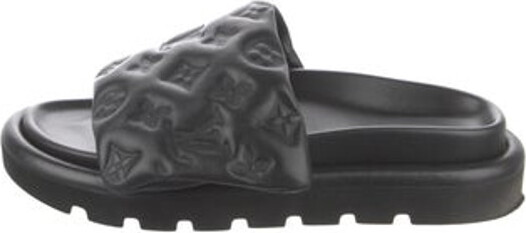Louis Vuitton Black Monogram Satin Braided Slide Sandals Size 39.5 Louis  Vuitton
