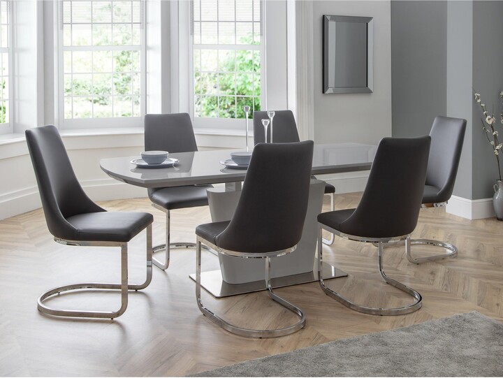 Dunelm Como Rectangular Extendable Dining Table with 6 Chairs, Grey