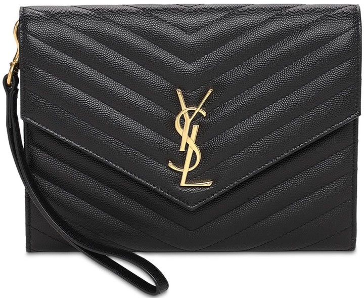 Saint Laurent Monogram Embossed Leather Clutch ShopStyle