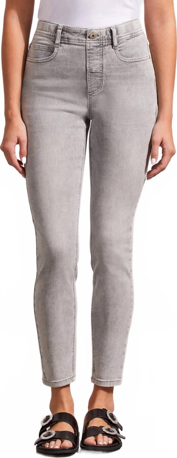 Audrey Icon Pull-On Skinny Ankle Jeans In Cool Grey