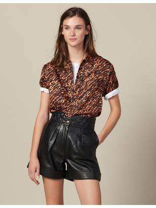 Sandro Leather Shorts With Quilted Waist