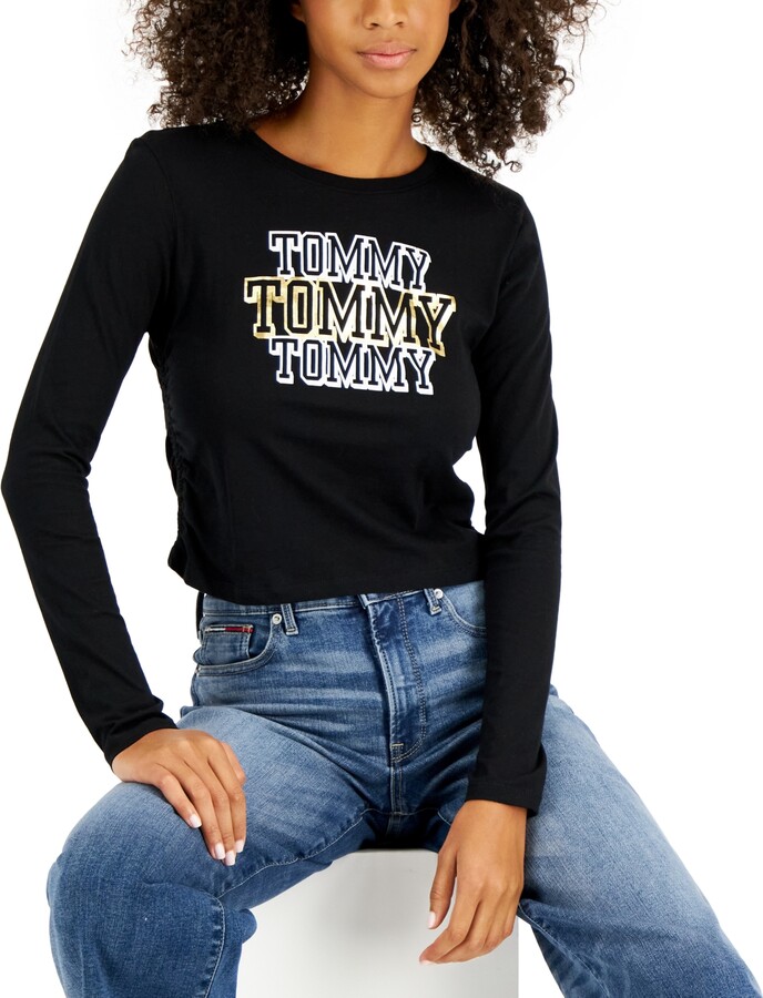 Tommy Hilfiger Women's Black T-shirts on Sale | ShopStyle