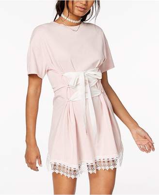 Macy's The Edit By Seventeen Juniors' Lace-Trim Corset T-Shirt Dress, Created for