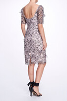 Thumbnail for your product : Marchesa Notte Short Sleeve Envelope Neck Embroidered Organza Cocktail Dress