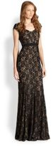 Thumbnail for your product : Diane von Furstenberg Cap-Sleeve Lace Gown