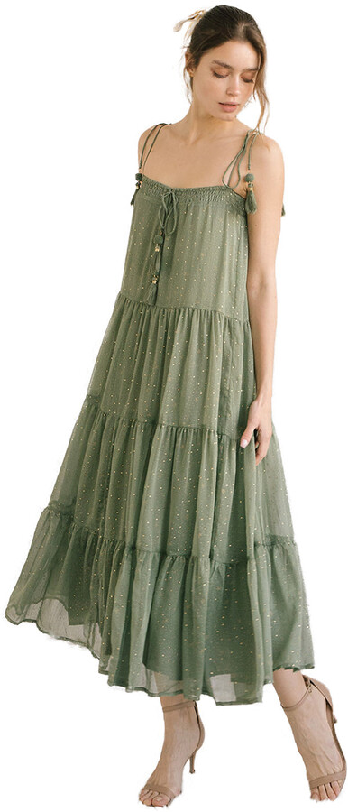 Storia Star Dotted Tassled Maxi Dress ShopStyle