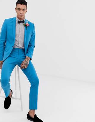 Twisted Tailor Ellroy super skinny suit pants in bright blue