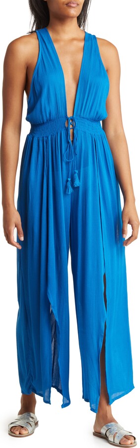 BOHO ME Ruffle Tie Neck Cover-Up Jumpsuit