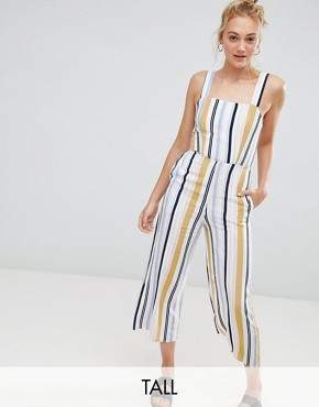 New Look Tall stripe jumpsuit in white pattern