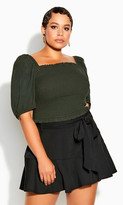 Thumbnail for your product : City Chic Sweetly Shirred Top - fern