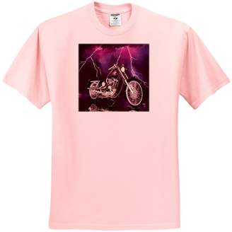 Harley-Davidson 3dRose T-Shirt Picturing Motorcycle - Adult Light-Pink-T-Shirt