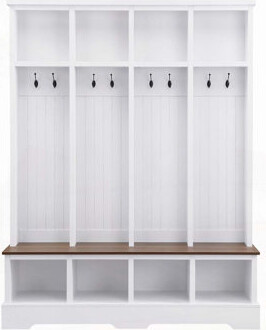 All-in furniture Farmhouse 59"W Wide Hall Tree with 8 Hooks
