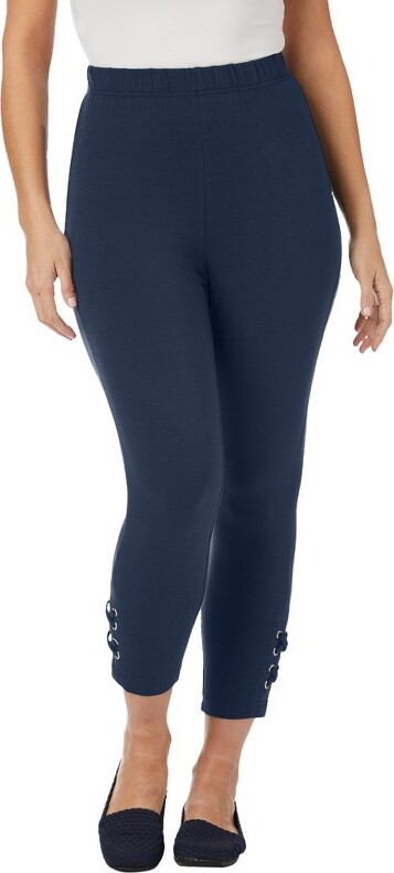Jessica London Women's Plus Size Cuffed-Bottom Capri, 2X - Black