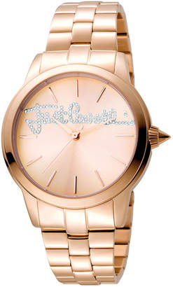Just Cavalli 36mm Logo Mohair Bracelet Watch, Rose Golden