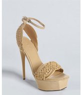 Thumbnail for your product : L.A.M.B. tan leather 'Kesha' woven platform sandals