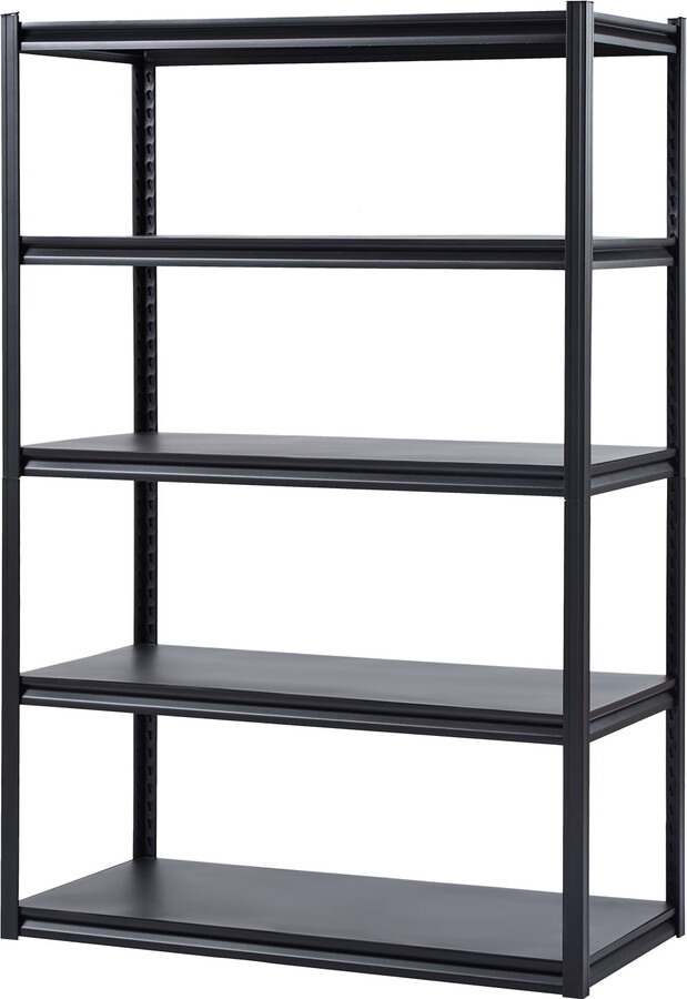 KFFKFF Shelving Unit, 3000 lbs Capacity, 5-Level Garage Storage Rack, 24" Depth x 48" Width x 72" Height, Adjustable Steel Shelves, Perfect for Kitchen, Warehouse, Basement, Black