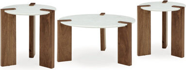 Eve Furniture Marble Top End Table Set