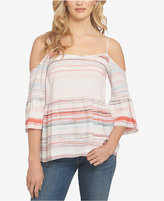 Thumbnail for your product : 1 STATE Striped Ruffled Cold-Shoulder Top