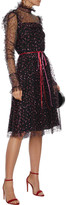 Thumbnail for your product : Monique Lhuillier Gathered Glittered Tulle Dress
