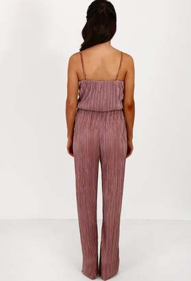 Pink Boutique The Good Life Rose Pink Pleated Wide Leg Jumpsuit