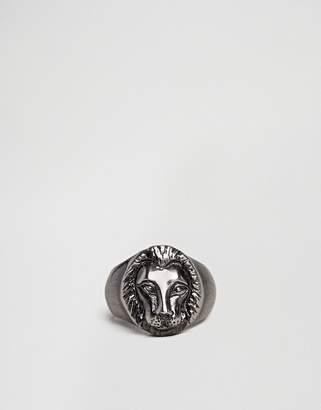Simon Carter Lion Ring In Antique Silver