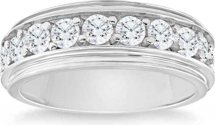 Pompeii3 2Ct Diamond Men's Ring in 10k White or Yellow Gold 10-Stone