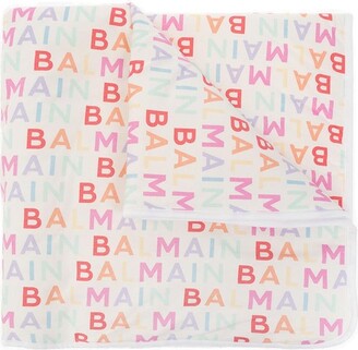 Balmain Kids Allover Logo Printed Blanket