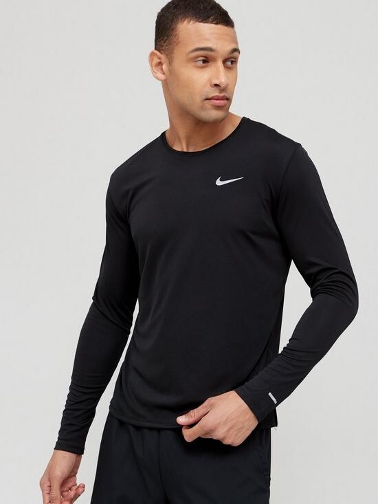 Nike Run Dri-FIT Miler Long Sleeve T-Shirt - Black - ShopStyle Activewear  Tops