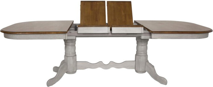 Sunset Trading Country Grove 9 Piece 96" Oval Double Pedestal Extendable Dining Table Set | 2 Arm Chairs | Distressed Gray and Brown Wood | Seats 10