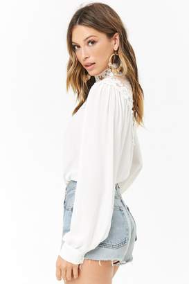 Forever 21 Crochet Lace Chiffon Top