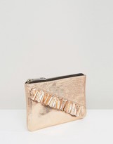 Thumbnail for your product : ASOS Metallic Leather Ruffle Purse