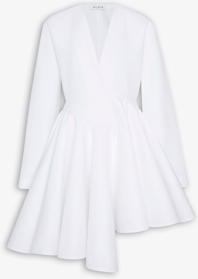Alaia Asymmetric cotton poplin mini dress