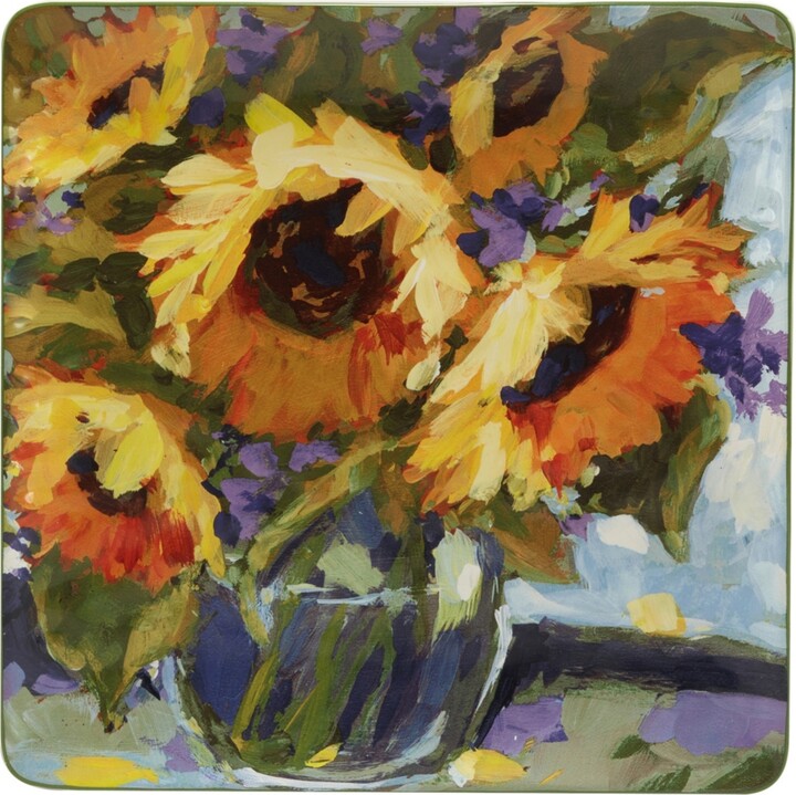 Certified International Sunflower Bouquet Square Platter 12.5"