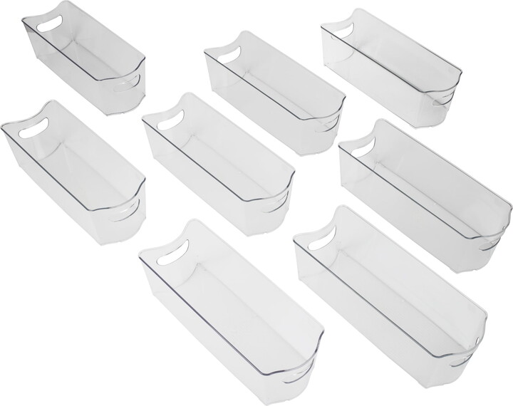 Smart Design Stackable Clear Refrigerator Storage Bin with Handle - 8 Pack - 6 x 16 inch
