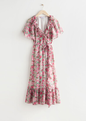 And other stories Ruffled Midi Wrap Dress - ShopStyle