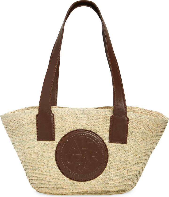 Altuzarra Small Watermill Straw & Leather Tote