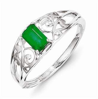 Celtic Sterling Silver Rhodium Plated Emerald Ring