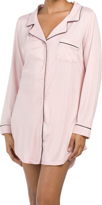 TJMAXX Notch Collar Nightshirt With Piping Detail For Women