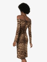 Thumbnail for your product : Dolce & Gabbana Off-The-Shoulder Leopard Print Midi Dress