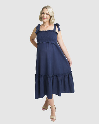 Kate Douglas Maternity - Women's Navy Sun Dresses - Giselle Dress - Size One Size, M at The Iconic