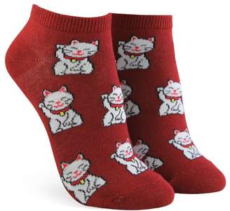 Forever 21 Lucky Cat Graphic Ankle Socks