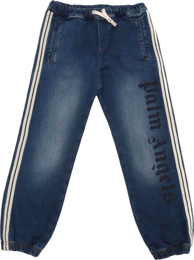 Palm Angels Kids Logo Printed Drawstring Jeans