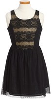 Thumbnail for your product : Miss Me 'In Full Swing' Glitter Lace Tank Dress (Big Girls)