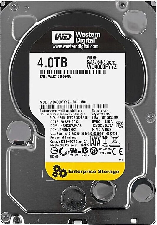 Western Digital RE 4TB 7200RPM SATA 6Gbps 64MB Cache 3.5-inch Internal Hard Drive, Certified Pre-Owned Product (WD4000FYYZ)