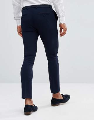 ASOS Design Extreme Super Skinny Cropped Smart Trousers In Navy