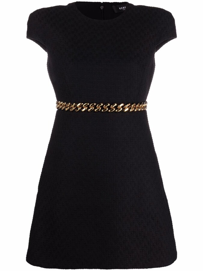 Versace Woven Chain-Link Mini Shift Dress - ShopStyle