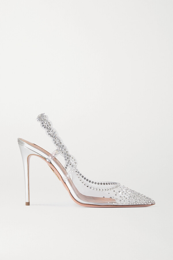 silver evening pumps