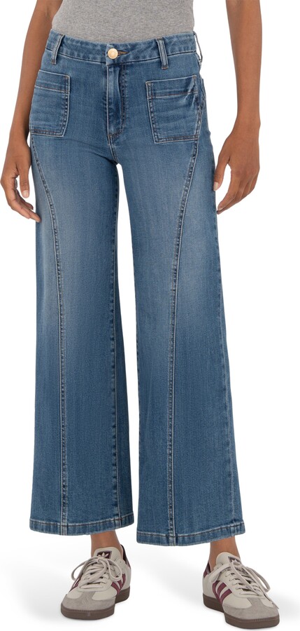 KUT from the Kloth Patch Pocket Mid Rise Ankle Wide Leg Jeans